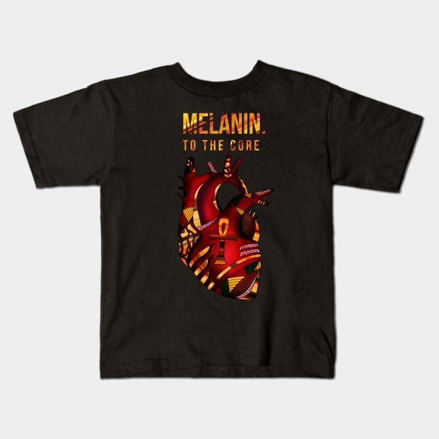 Melanin Heart - Melanin To The Core Kids T-Shirt by kenallouis